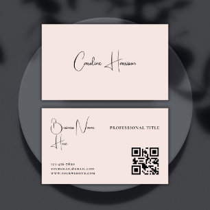 Cartão De Visita Monograma Moderno Minimalista Código QR feminino R