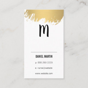 Cartão De Visita Monograma Moderno / Pincel Dourado