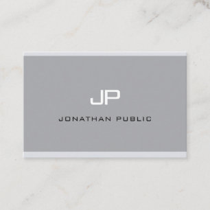 Cartão De Visita Monograma Moderno Simples Profissional de Cinzas E