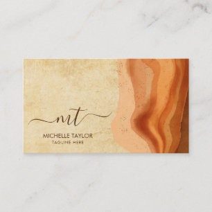 Cartão De Visita Monograma Moderno Único Abstrato Boho Terracotta