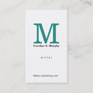 Cartão De Visita Monograma moderno (verde aqua)