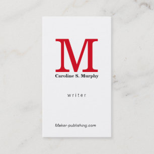 Cartão De Visita Monograma moderno (vermelho)