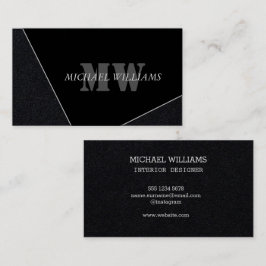 Cartão De Visita Monograma Negro de Cinzas Artísticas Modernas