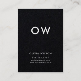Cartão De Visita Monograma Negro Mínimo Moderno, Inicial