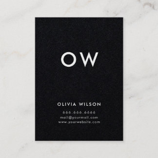 Cartão De Visita Monograma Negro Mínimo Moderno, Inicial