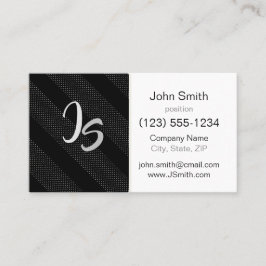 Cartão De Visita Monograma no padrão de tendência Geométrica Preta