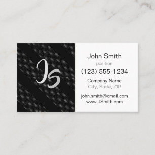 Cartão De Visita Monograma no teste padrão na moda geométrico preto