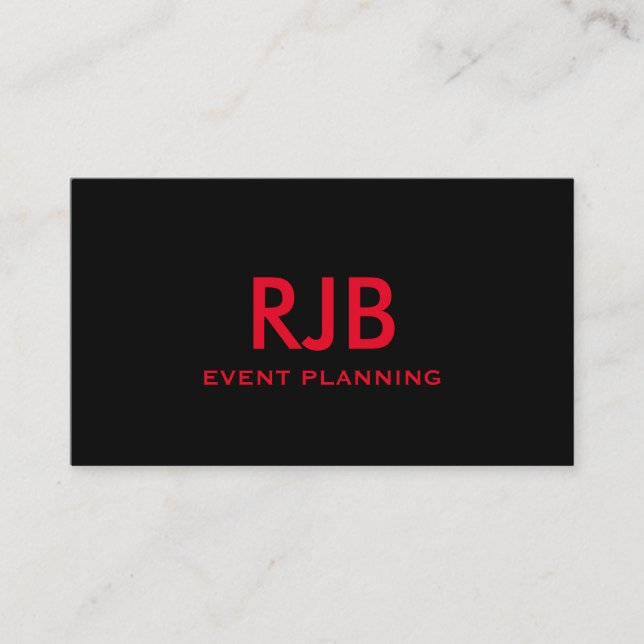 Cartão De Visita Monograma Nome Personalizado Inicial Preto Vermelh (Frente)