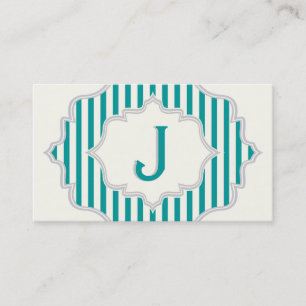 Cartão De Visita Monograma numa moldura com tiras brancas e lacrime