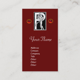 Cartão De Visita MONOGRAMA P CARTA ANTIGO FIGURA Vermelha Preta