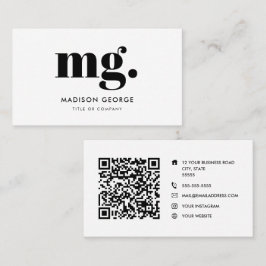 Cartão De Visita Monograma personalizado com código QR minimalista 