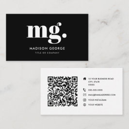 Cartão De Visita Monograma personalizado com código QR minimalista 