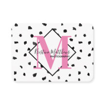 Monograma Personalizado de Bolinhas Preta e Branca