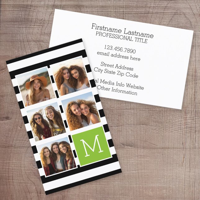 Cartão De Visita Monograma Personalizado de Colagem de Fotografias  (Custom Printed Online Business Card)