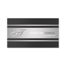 Monograma Personalizado de Prata Negra Elegante