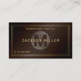 Cartão De Visita Monograma Personalizado Dourado Moderno Castanho