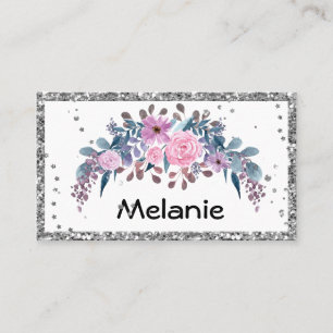 Cartão De Visita Monograma personalizado: flor de aquarela