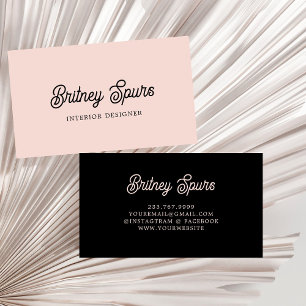 Cartão De Visita Monograma Personalizado Moderno e Nome Pastel Rosa