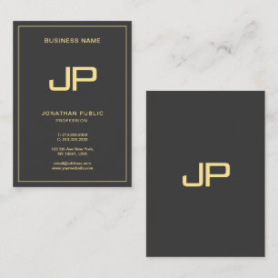 Cartão De Visita Monograma Personalizado, Primeiro Luxo Preto e Dou