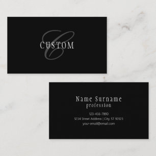 Cartão De Visita Monograma Personalizável Elegante   Cinza Preta Br