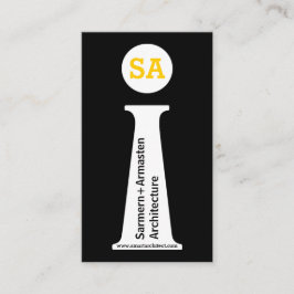 Cartão De Visita Monograma preto, branco, amarelo arquitetônico