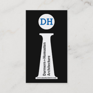 Cartão De Visita Monograma preto, branco, azul, arquitetônico