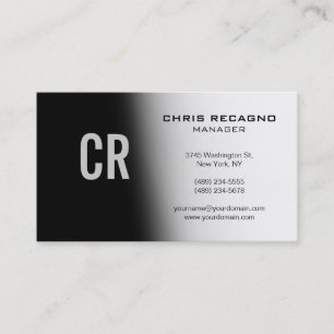 Cartão de Visita Monograma Preto Cinza Branco Mode