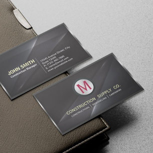 Cartão De Visita Monograma preto com estrutura metálica de estrutur