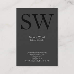 Cartão De Visita Monograma preto de cinzas simples modernas