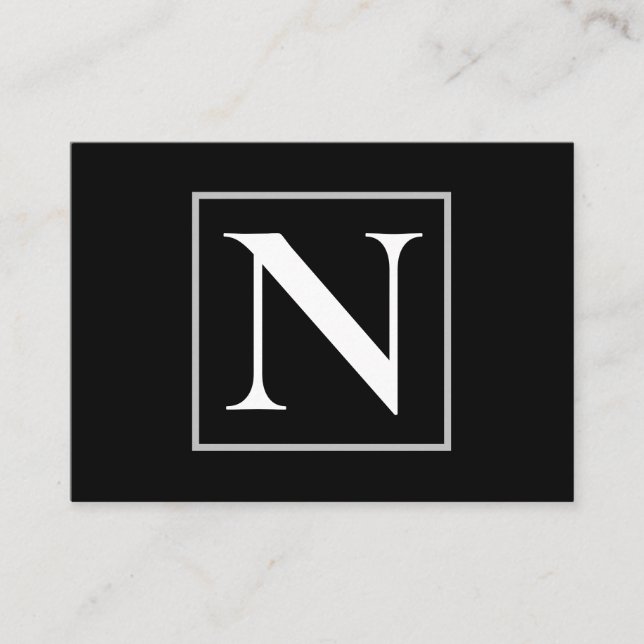 Cartão De Visita Monograma preto e branco (Frente)