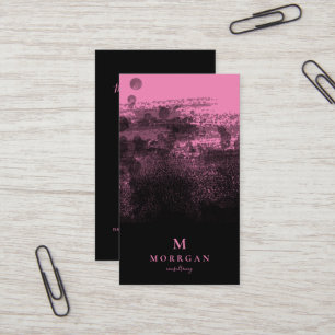 Cartão De Visita Monograma preto-rosa profissional