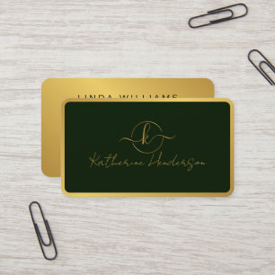 Cartão De Visita Monograma Professional Modern Dusky Gold Foil