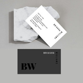 Cartão De Visita Monograma profissional branco preto mínimo moderno