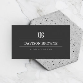 Cartão De Visita Monograma profissional Cinza Escura