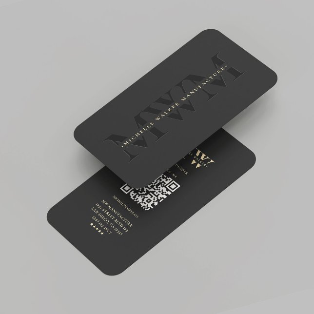 Cartão De Visita Monograma Profissional da Empresa Moderna Preto (Modern Company Monogram Name Initials Professional Marketing Black Gold Business Card
)