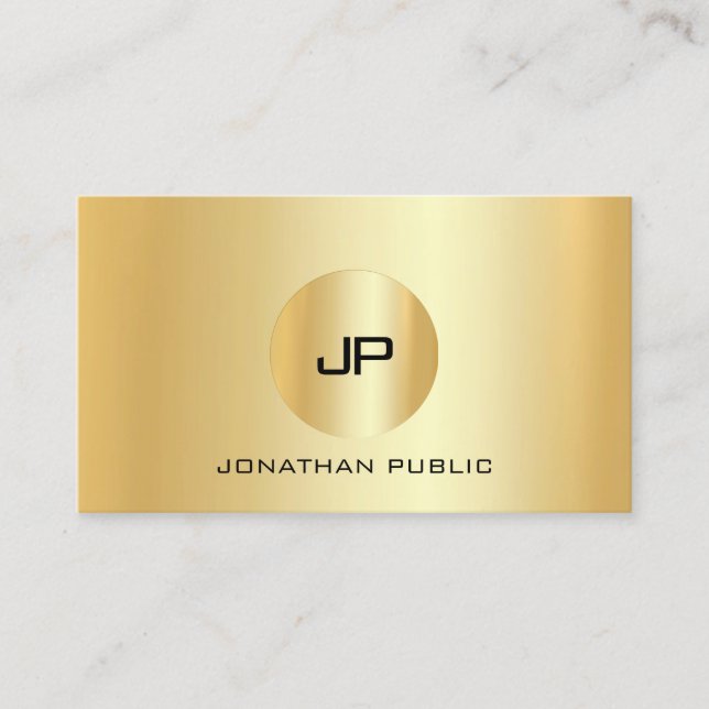 Cartão De Visita Monograma profissional Dourado Elegante (Frente)