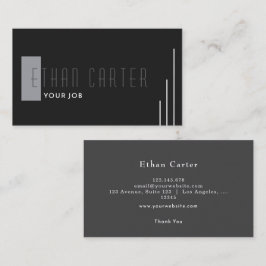 Cartão De Visita Monograma Profissional Elegante Preto