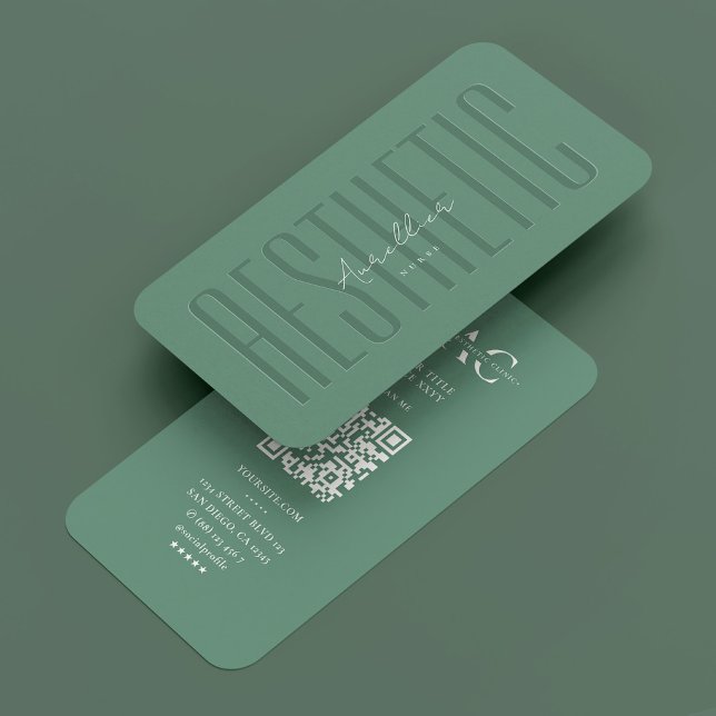 Cartão De Visita Monograma profissional estético Dusty Teal Moderno (Aesthetic Professional Monogram Dusty Teal Modern Business Card
)