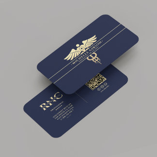 Cartão De Visita Monograma Profissional Médico Moderno - Azul