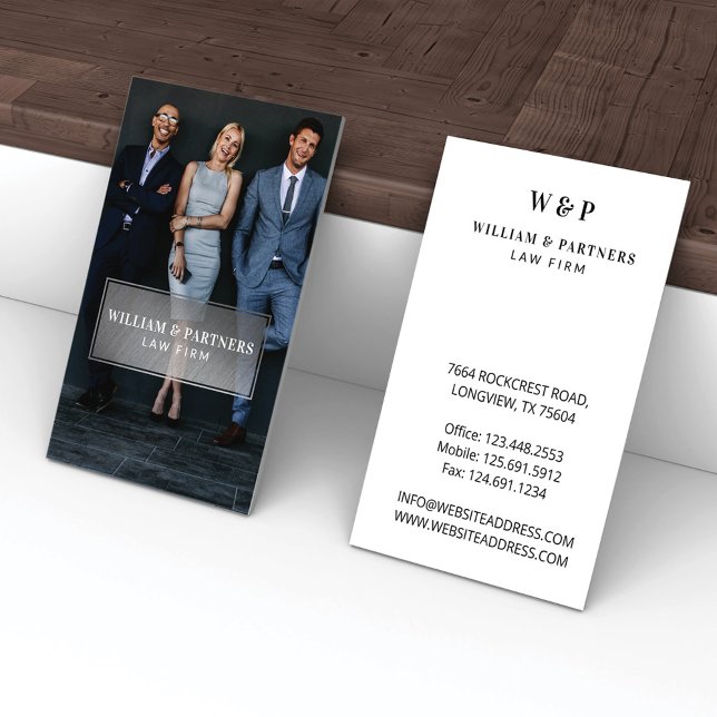 Cartão De Visita Monograma Profissional Minimal de Prata de Luxo Fo (Criador carregado)