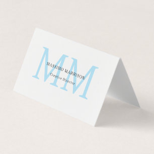 Cartão De Visita Monograma Profissional Minimalista Preto Branco Az