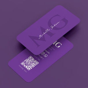 Cartão De Visita Monograma profissional mínimo Roxo real