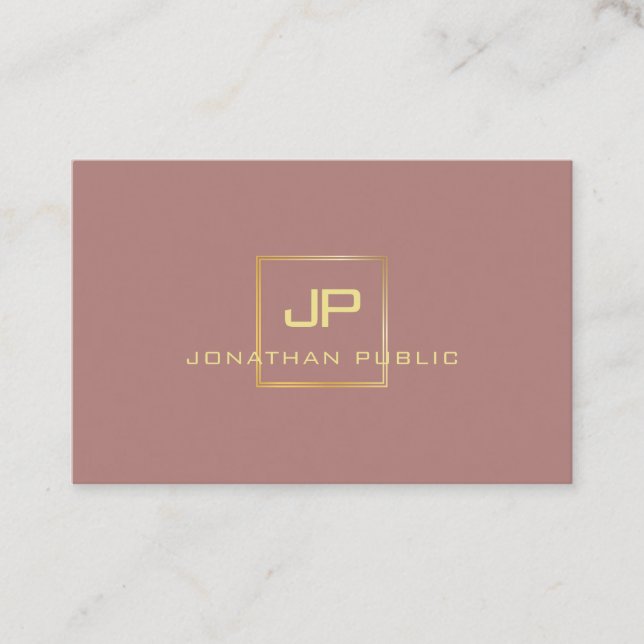 Cartão De Visita Monograma Profissional Moderno de aparência Dourad (Frente)