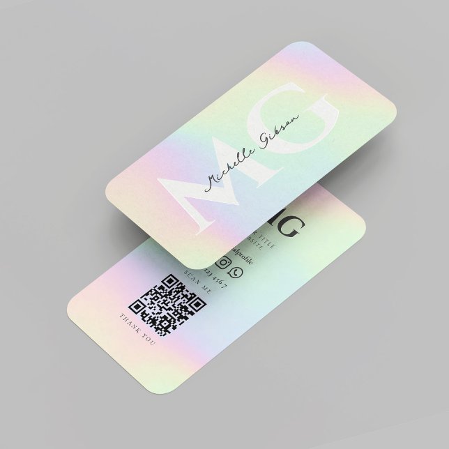Cartão De Visita Monograma Profissional Moderno Holográfico (Modern Monogram Professional Holographic Business Card
)