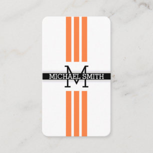 Cartão De Visita Monograma Profissional Moderno Mango Tango Stripes
