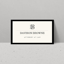 Cartão De Visita Monograma profissional preto e marfim