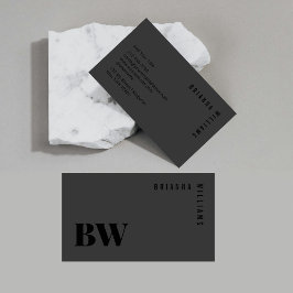 Cartão De Visita Monograma profissional preto Simples Moderno Mínim