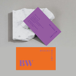 Cartão De Visita Monograma profissional roxo, cor de laranja, a neg