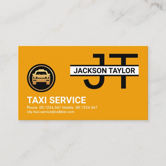Cartão De Visita Monograma Profissional Simples Taxi Amarelo (Frente)