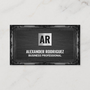 Cartão De Visita Monograma Quadro preto antigo